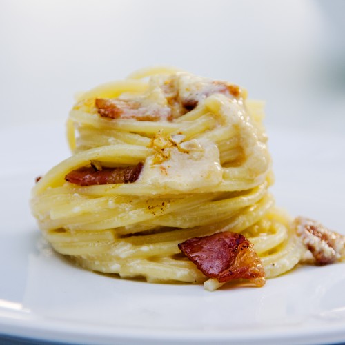 carbonara on a white plate